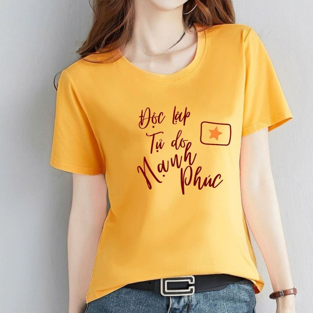 [Form vừa] Áo phông nữ Cờ Đỏ Sao Vàng Việt nam chất liệu thun cotton - Áo thun nữ 'Độc lập tự do' - LOZA G0400_thumbnail_17