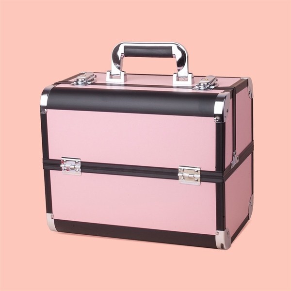 Cốp nhôm - 2 tầng - Màu hồng viền đen