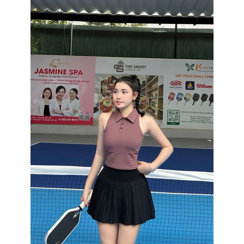 Áo Croptop Thể Thao Tay Ngắn Cổ Bẻ Dáng Ôm Body_thumbnail_1