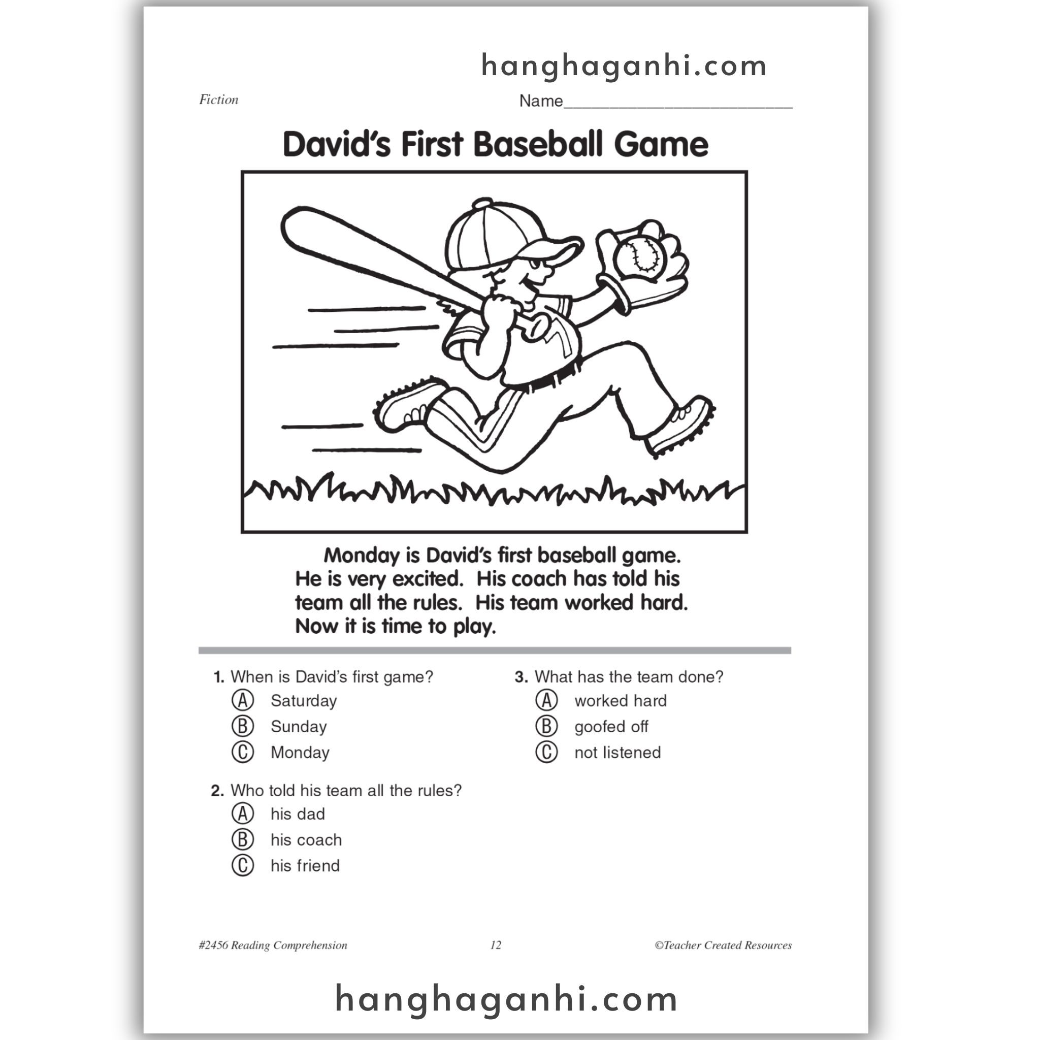 Reading Comprehension Grade 1 Teacher Created Resources, sách đọc hiểu lớp 1_thumbnail_12