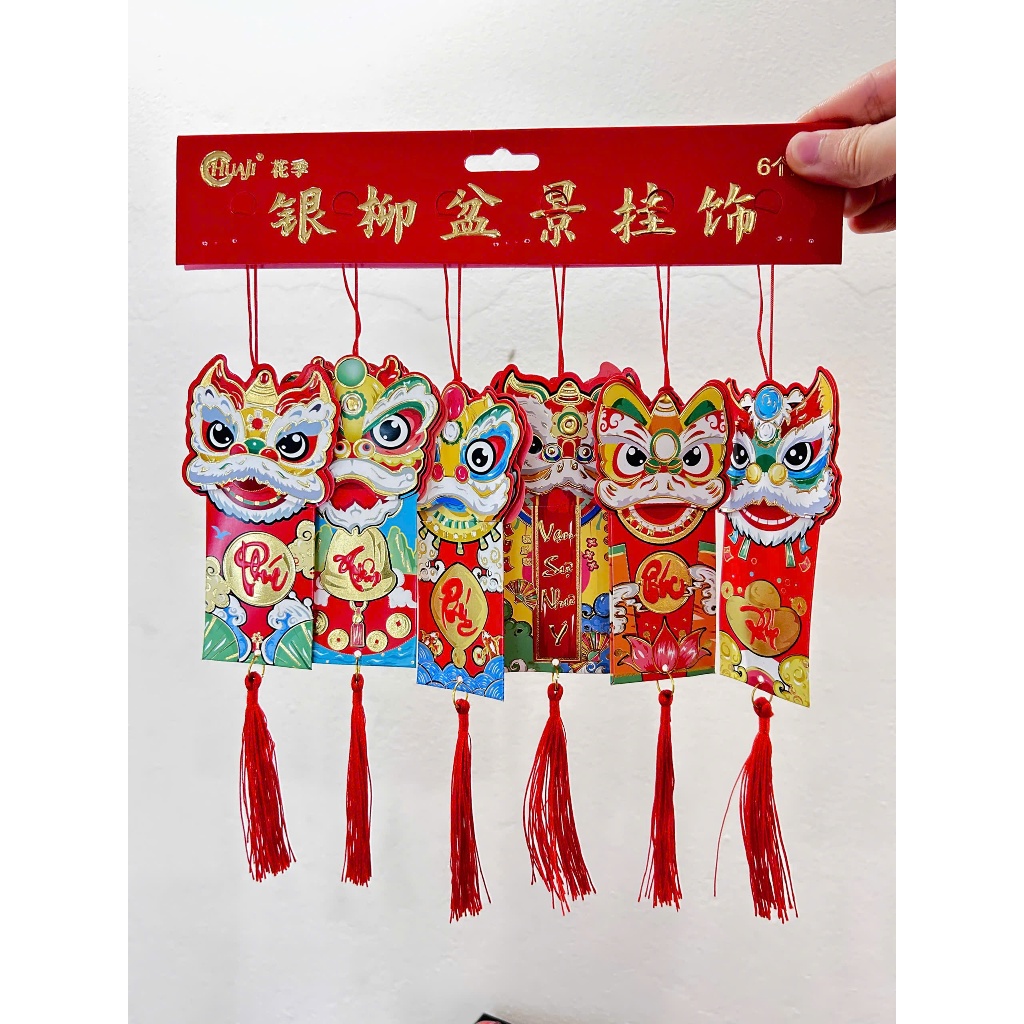 Bộ SET 6 Dây Treo Trang Trí Tết, Đầu Lân Chúc Phúc, Treo Cây Mai Cửa Nhà, Đỏ Vàng May Mắn 356BD_thumbnail_4