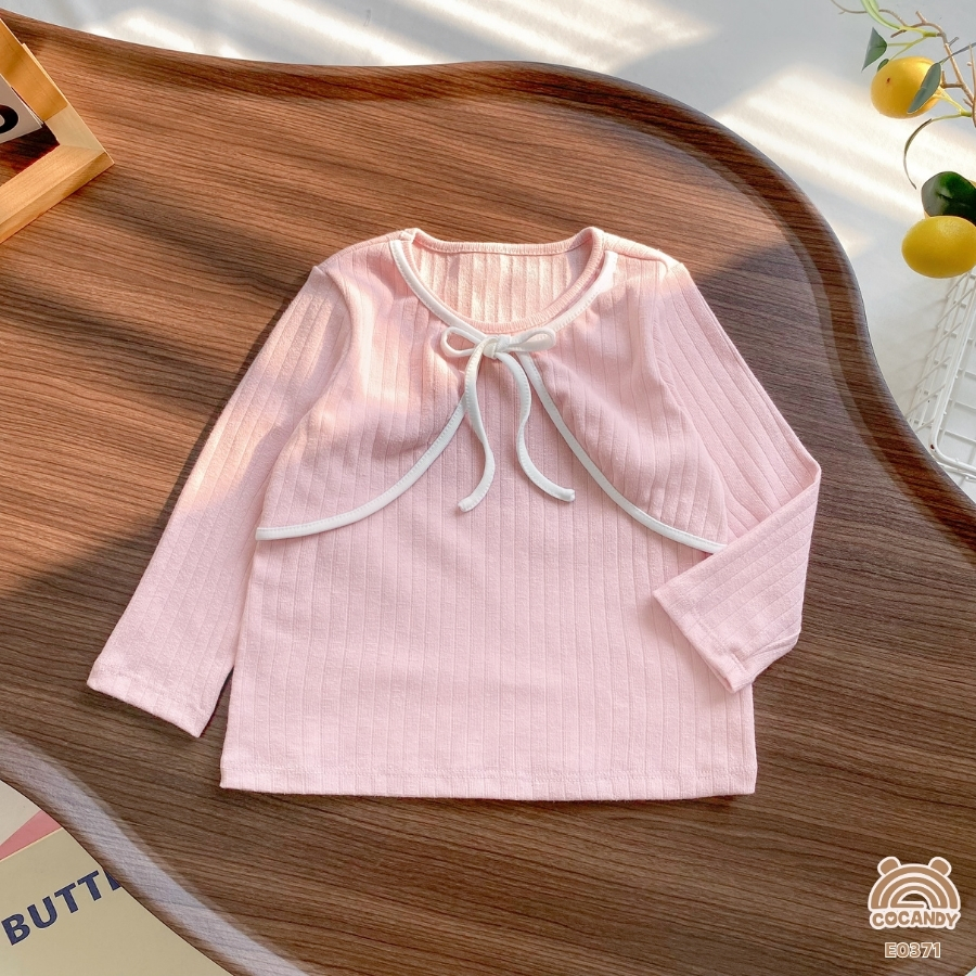 Áo dài HỒNG phối viền TRẮNG thắt nơ_thumbnail_1