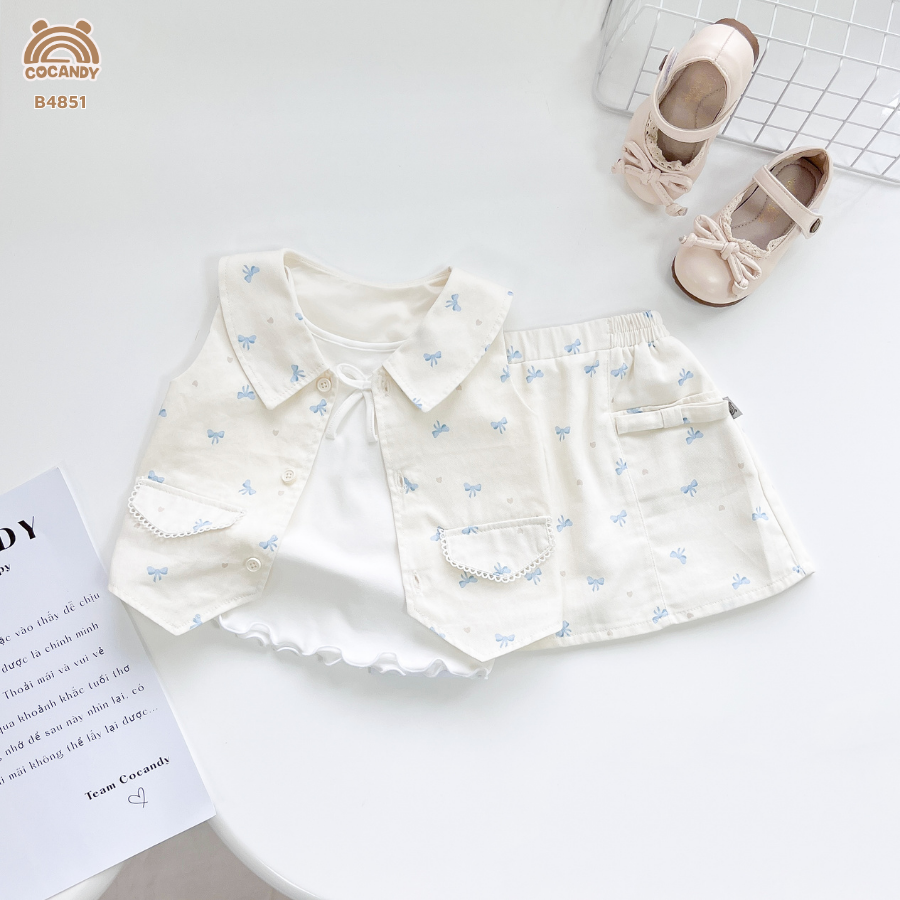 Bộ cộc kaki BE sát nách họa tiết nơ xanh_thumbnail_3