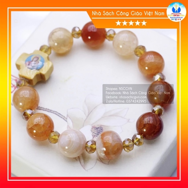 Vòng Mân Côi đá màu nâu cam 10ly