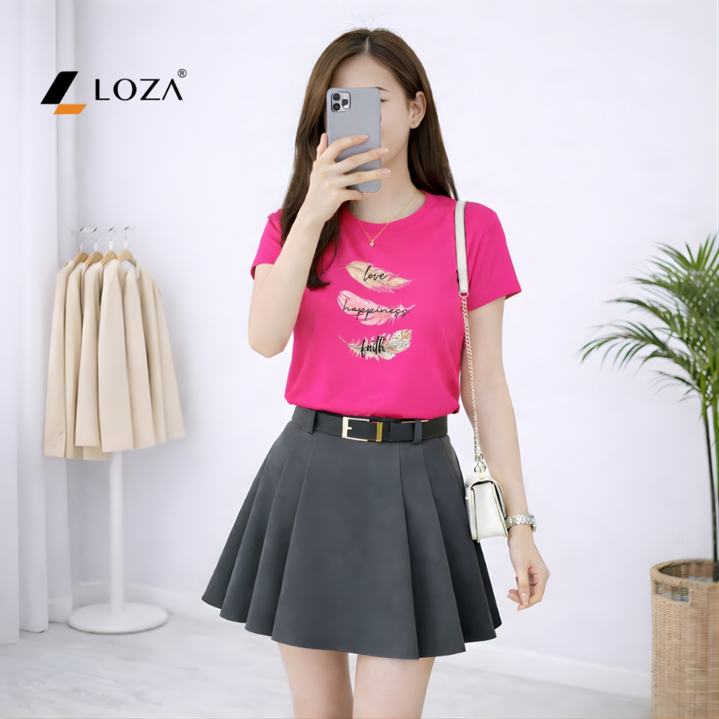 [Form vừa]Áo phông nữ dáng vừa hình lông vũ - Loza VT8470_thumbnail_8