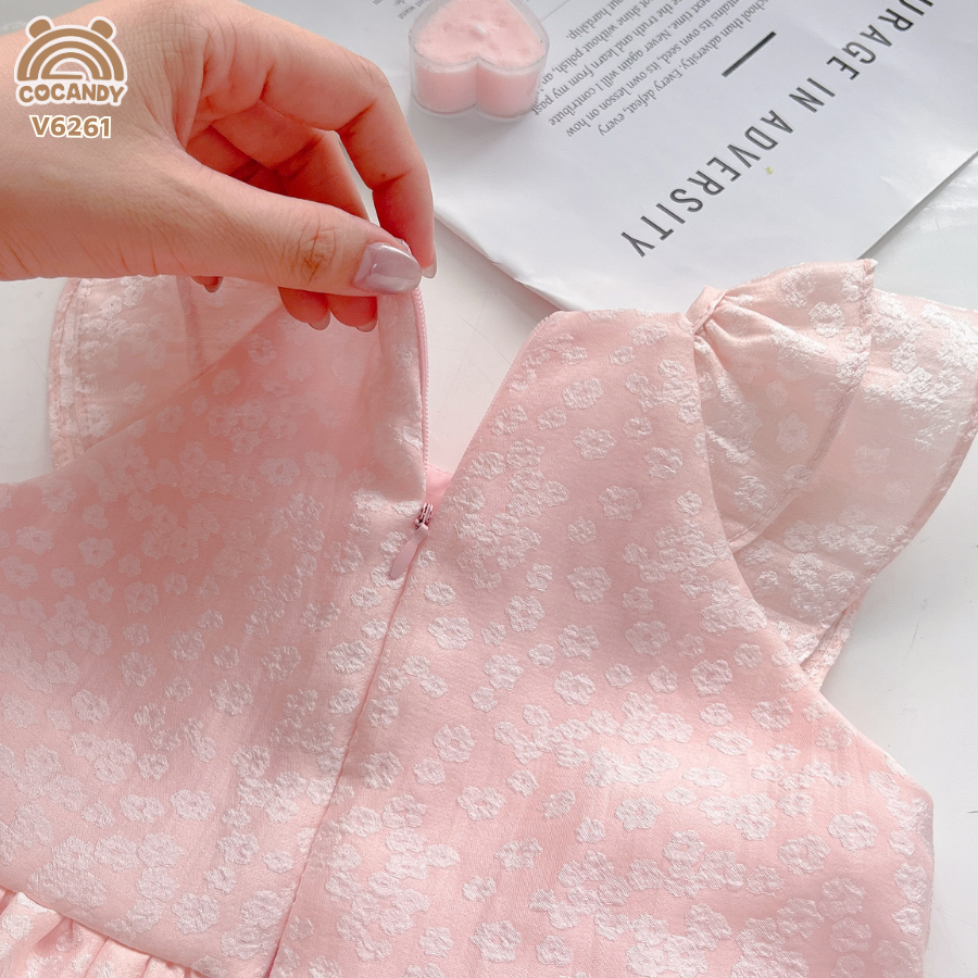 Váy cộc HỒNG 2 tầng vân hoa phối nơ ngực_thumbnail_8