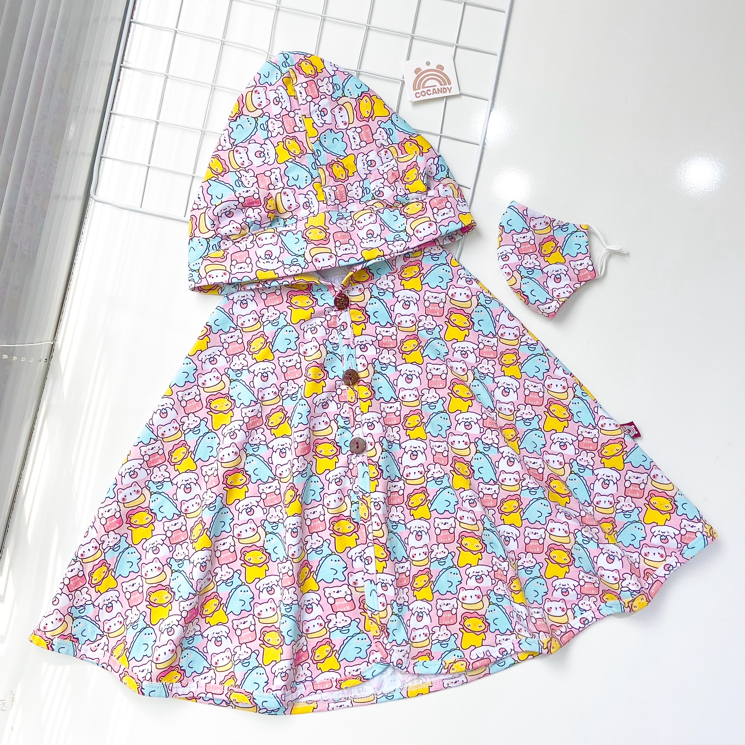 Áo choàng COTTON cao cấp COCANDY động vật HỒNG_thumbnail_0