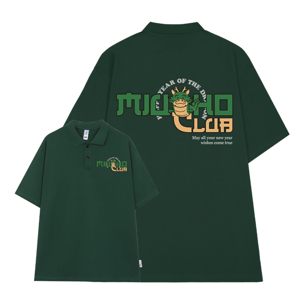 Áo polo form rộng nam basic nhiều màu PLD822 Miucho Man tay ngắn vải cotton Cổ trụ in typography_thumbnail_12
