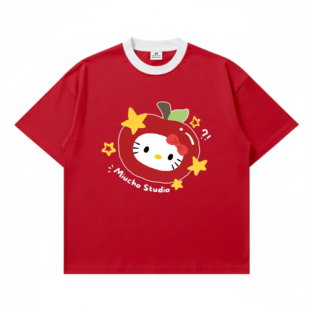 Áo thun boxy Kitty dễ thương Miucho thoáng mát tay ngắn phối cổ in mix 2974_thumbnail_7