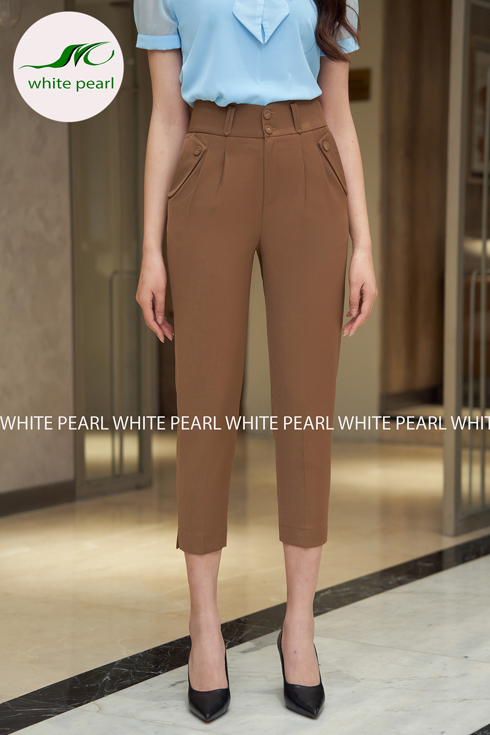 Quần nắp túi chéo Q2407 thời trang công sở cao cấp White Paerl_thumbnail_1