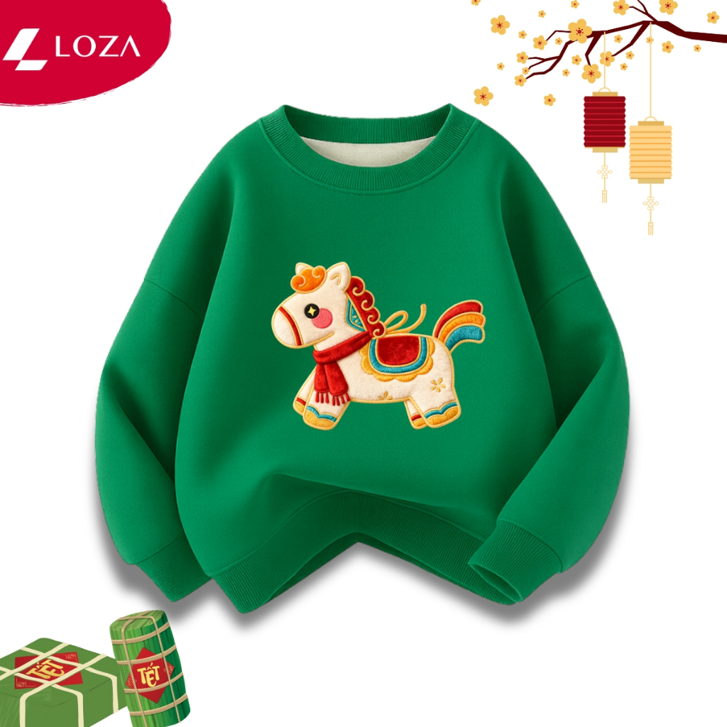 Áo sweater bé trai, bé gái  in ngựa Tết 2026 - Loza Kids IN025_thumbnail_1