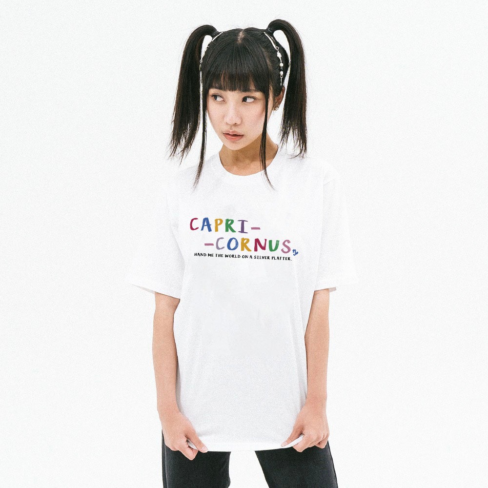 Áo thun nữ form rộng ATD369 cung hoàng đạo Ma Kết CAPRICORNUS Miucho cotton cổ tròn in typography_thumbnail_4