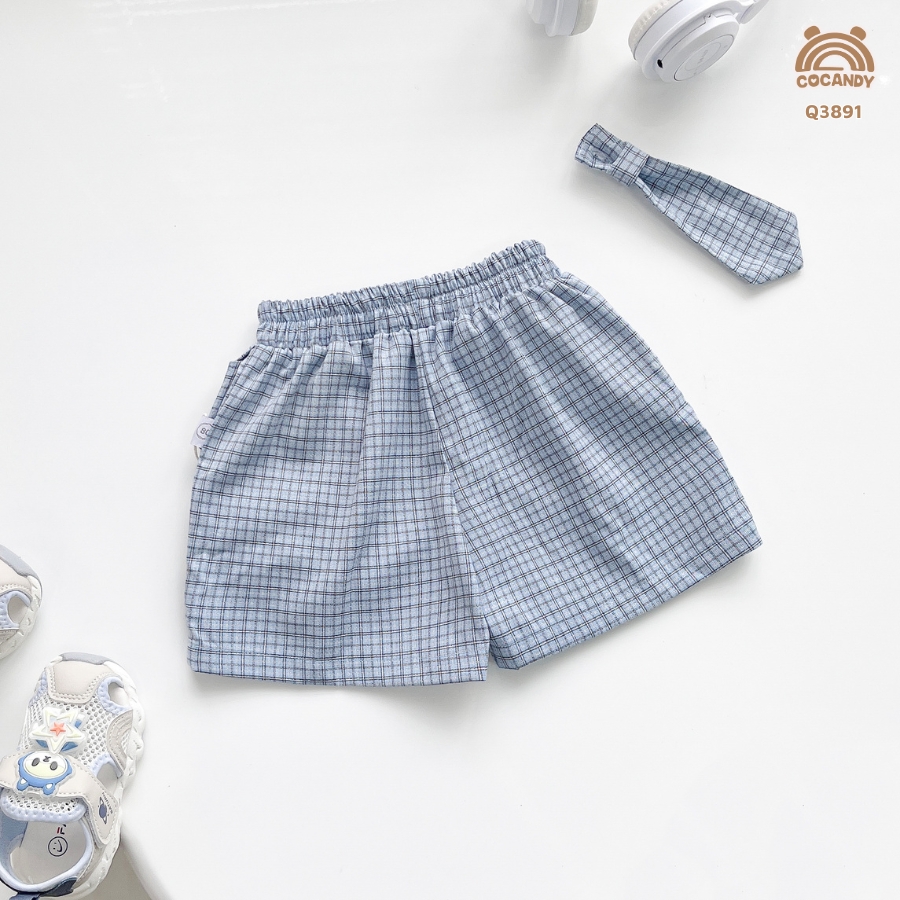 Quần cộc CARO XANH túi đáp nẹp kèm cà vạt_thumbnail_3