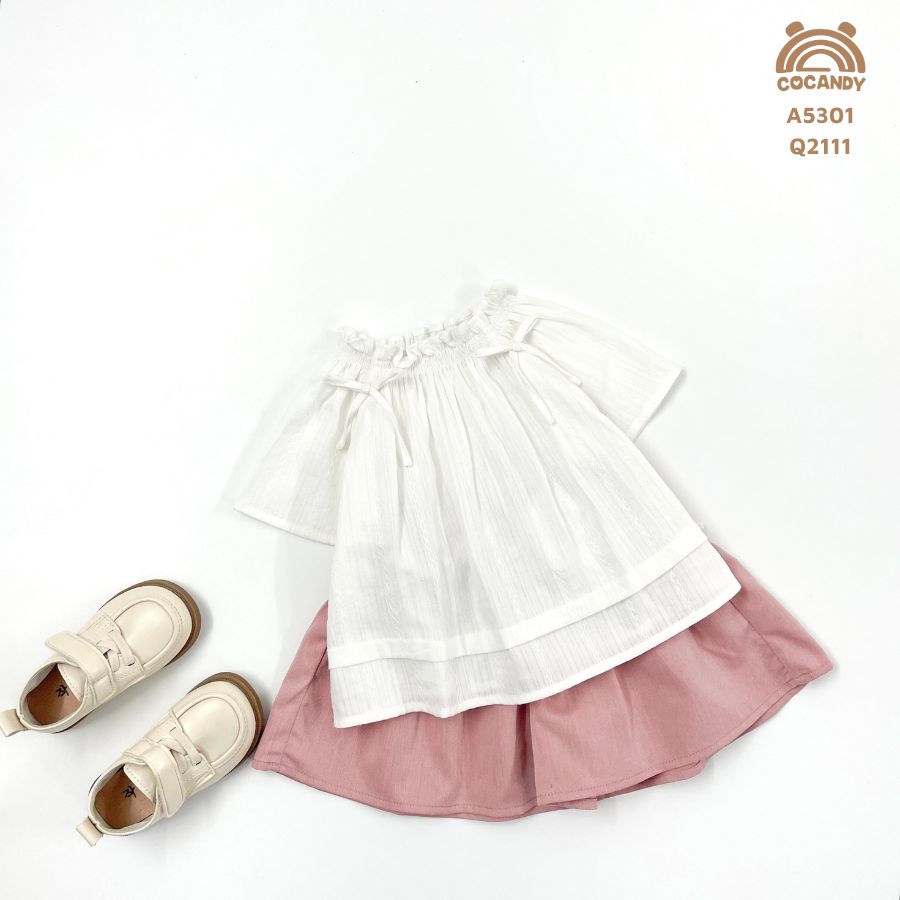 Áo cộc TRẮNG cổ nhúm 2 nơ_thumbnail_3