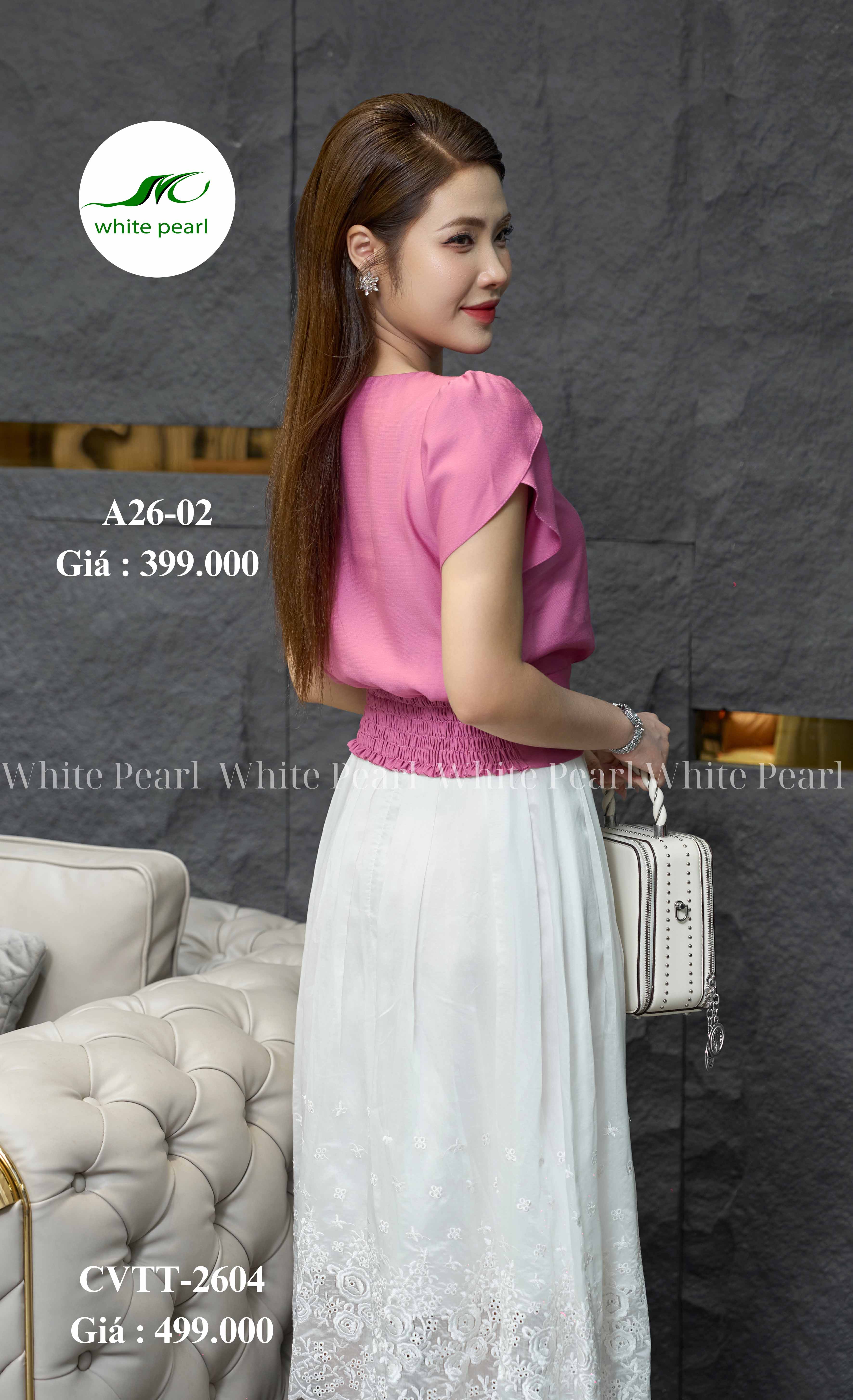 Chân váy thời trang xoè xếp ly thời trang công sở cao cấp nữ White Pearl_thumbnail_2