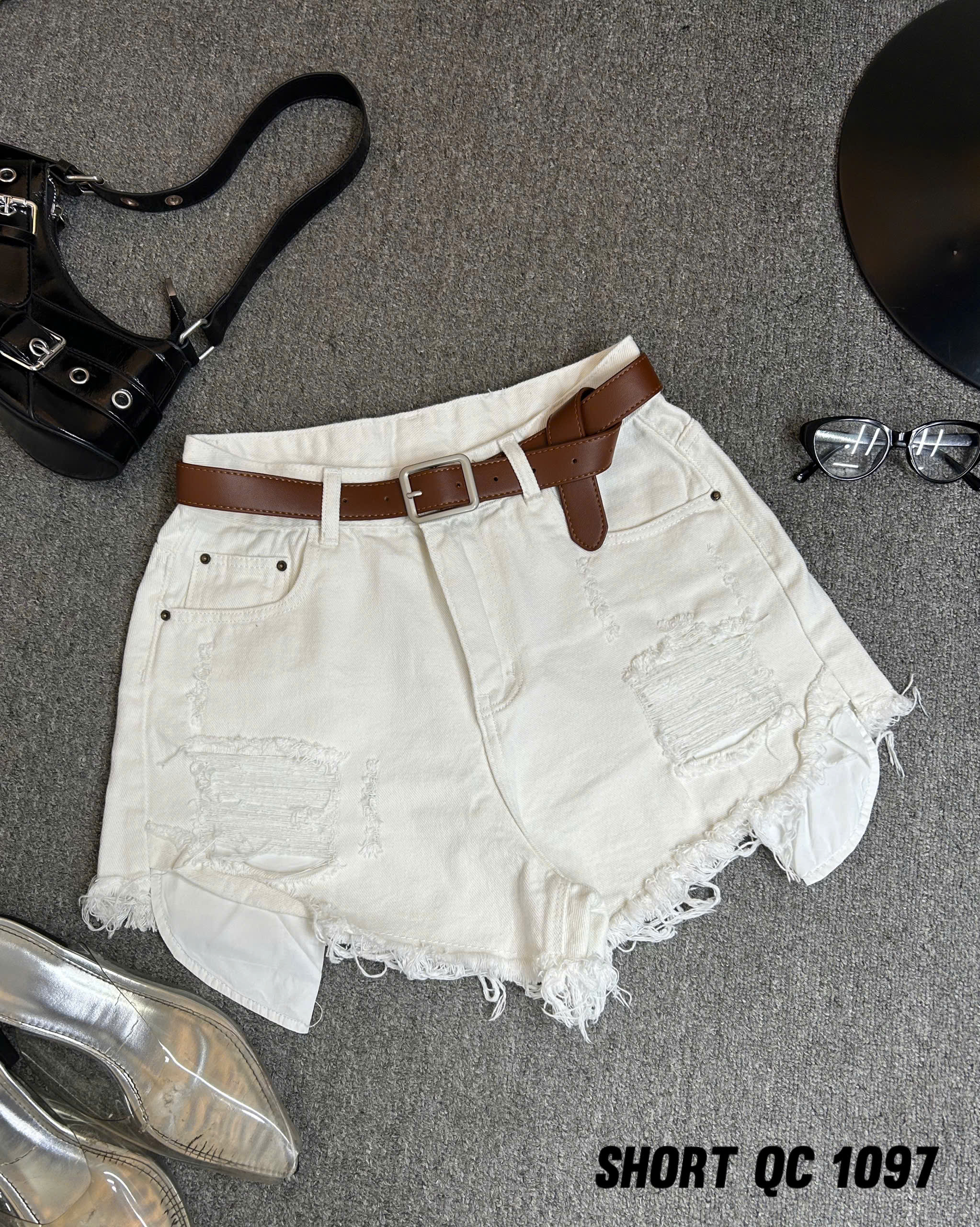 Quần short jean túi lòi rách kiểu bigsize QSJ1097 dành cho nàng béo mập từ 55-90kg