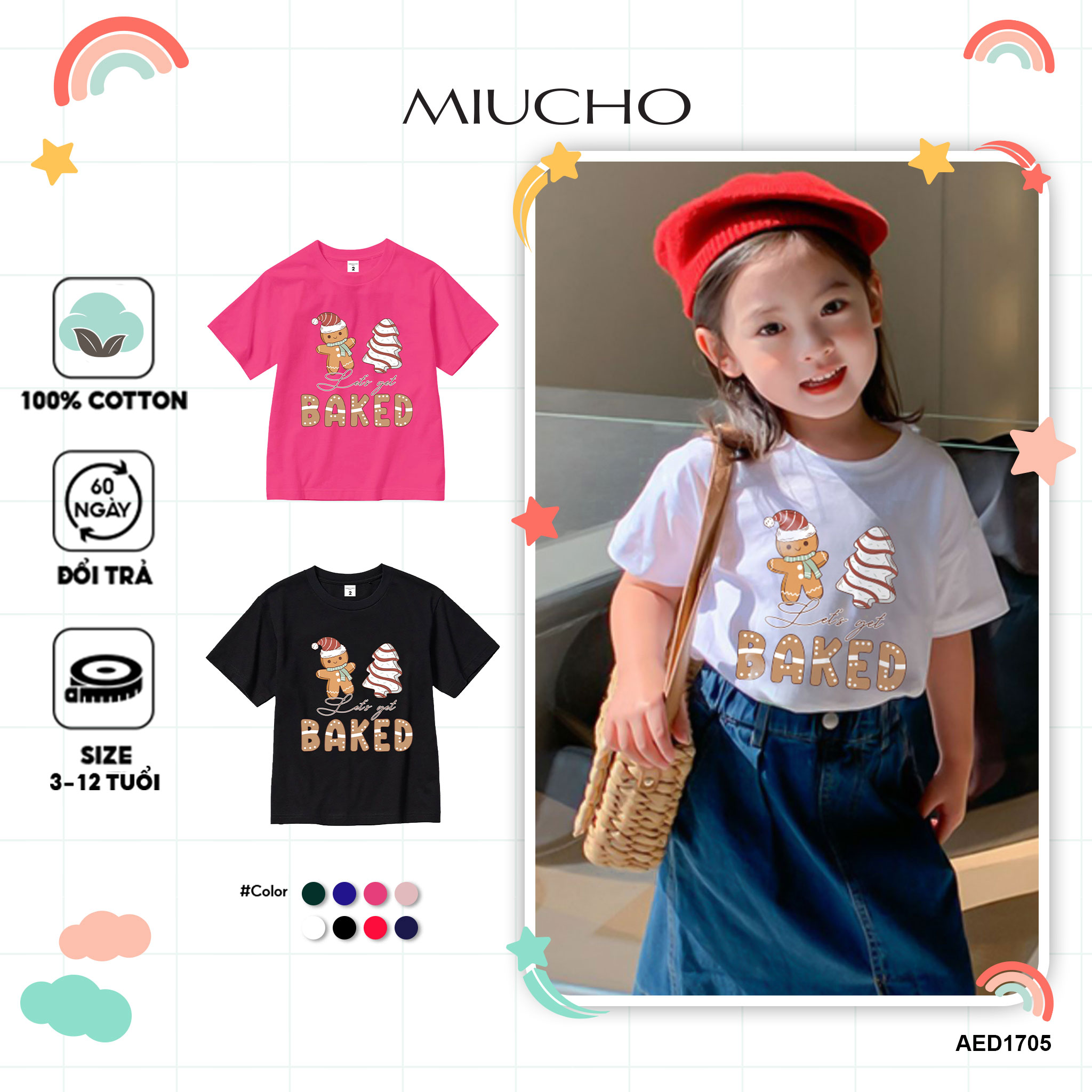 Áo thun bé gái giáng sinh noel from rộng chất vải cotton thoáng mát AED1705 Miucho Kid in graphic_thumbnail_1