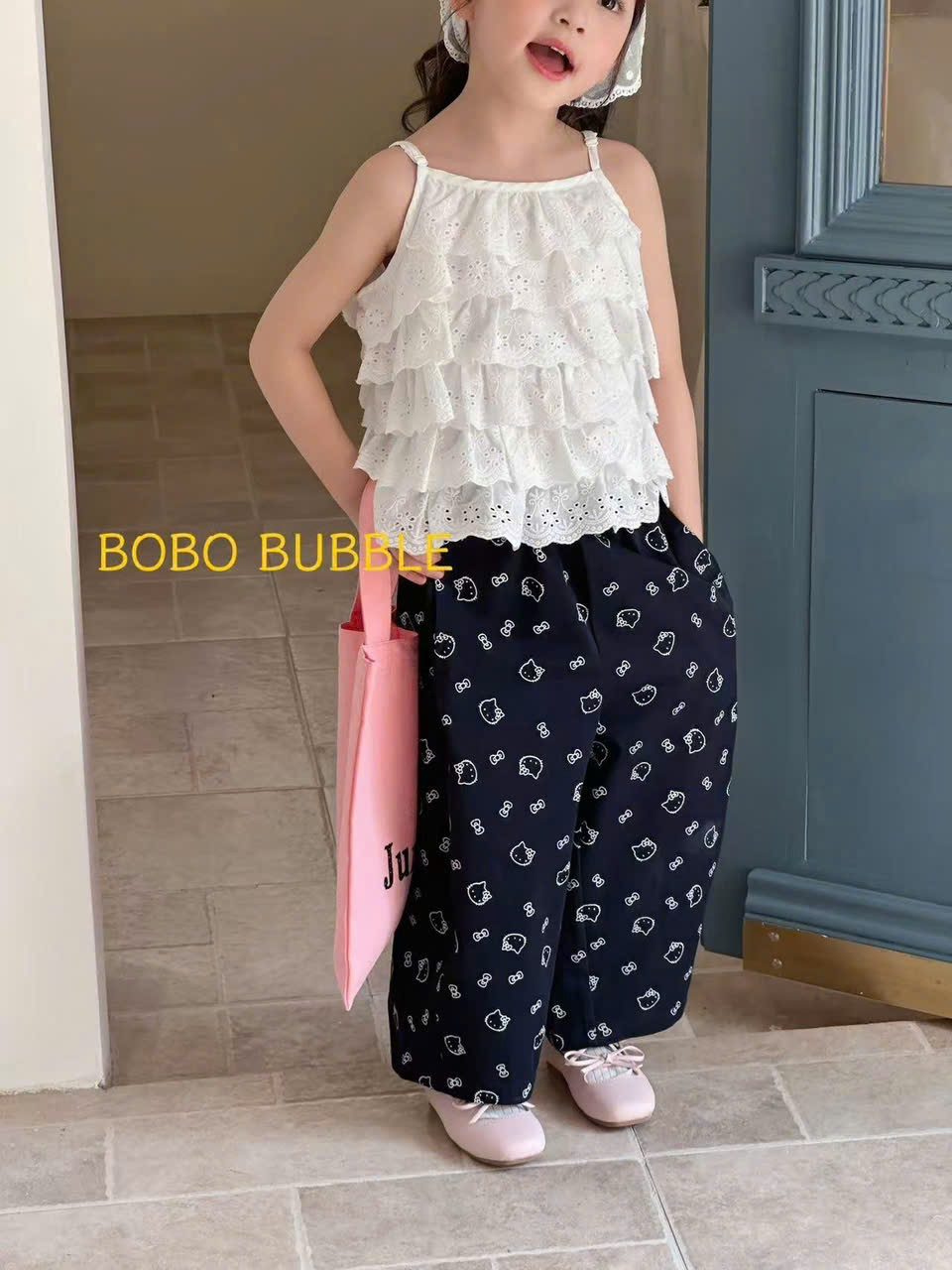 (E101) Áo 2 dây trắng thô BOBO BUBBLE