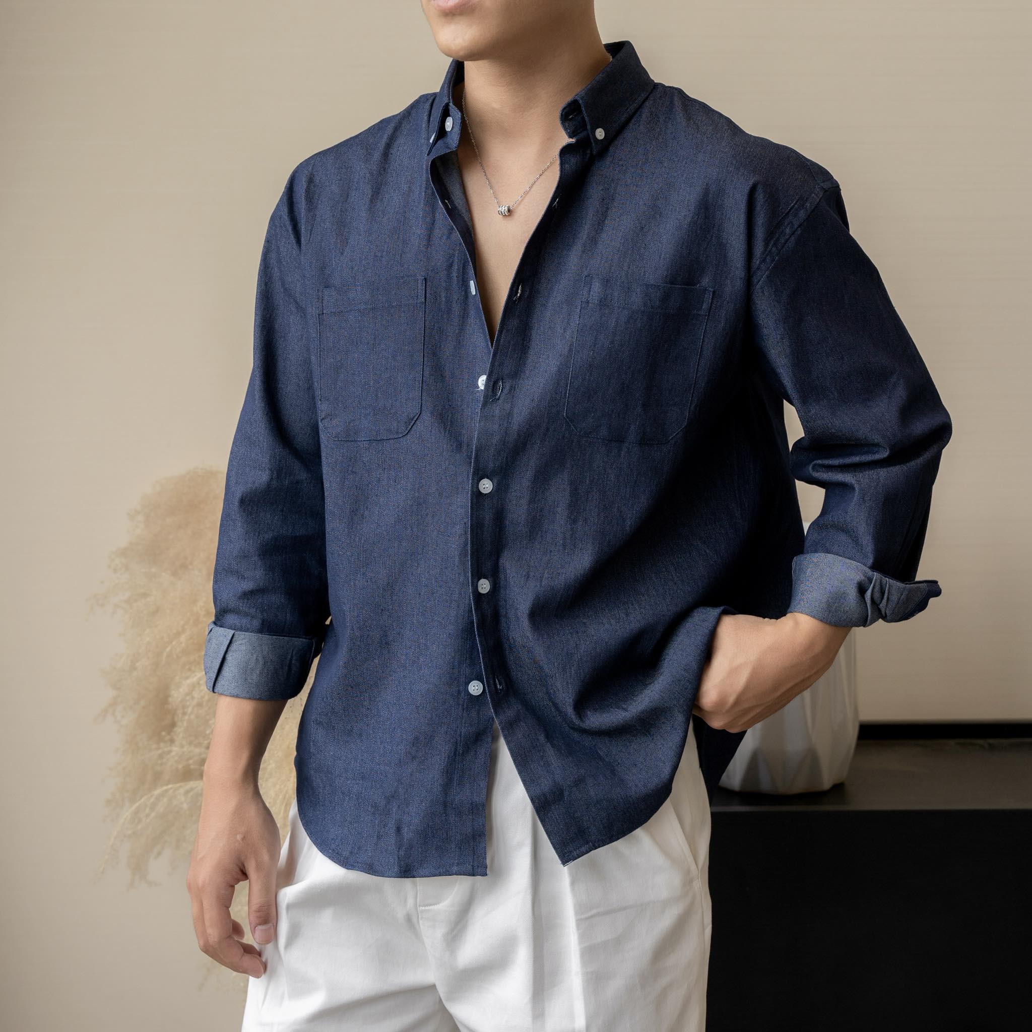 Áo Sơ Mi Dài Tay Jackson Vải Denim Form Relaxed_thumbnail_6