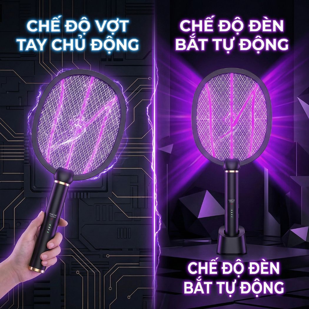Đèn muỗi có chức năng vợt muỗi Kachi MK386 với đế sạc tích hợp_thumbnail_5