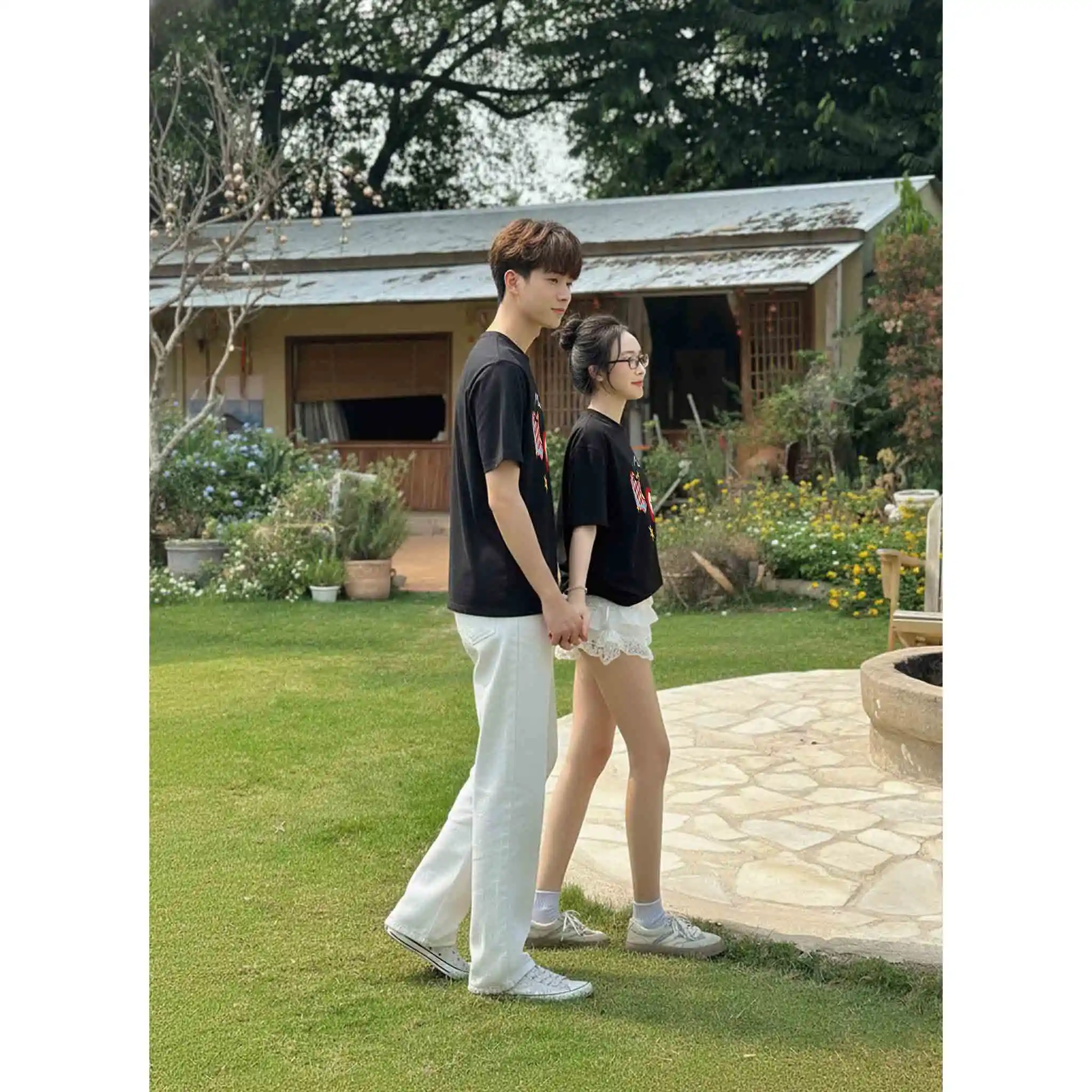 Áo thun couple form oversize Miucho vải cotton mềm mại dày dặn hình quả táo in mix 2783_thumbnail_9