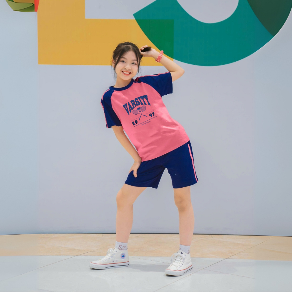 Đồ bộ bé gái màu phối in chữ 'VARSITY'  - Loza Kids BF310_thumbnail_6