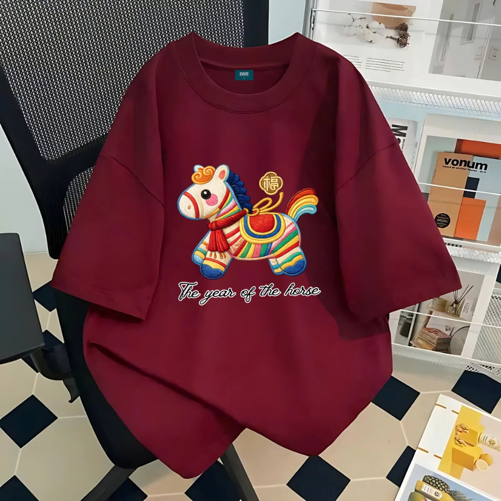 Áo thun Tết 2026 in hình ngựa sắc màu The year of the horse dáng oversize local brand WETEE - WU1125 WU1125