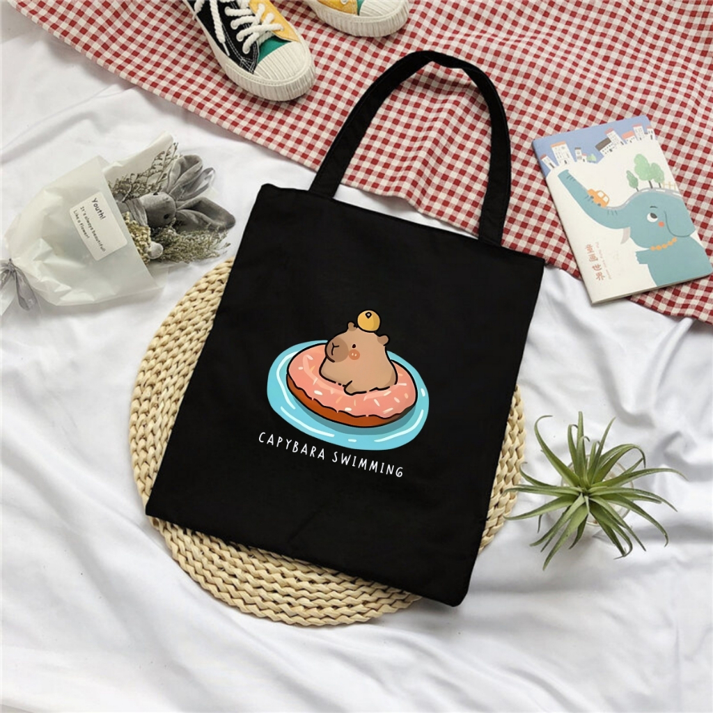 Túi tote in hình Capybara có túi phụ- Túi vải canvas kích thước 33x37cm đựng vừa A4 và laptop - TOTE05_thumbnail_7