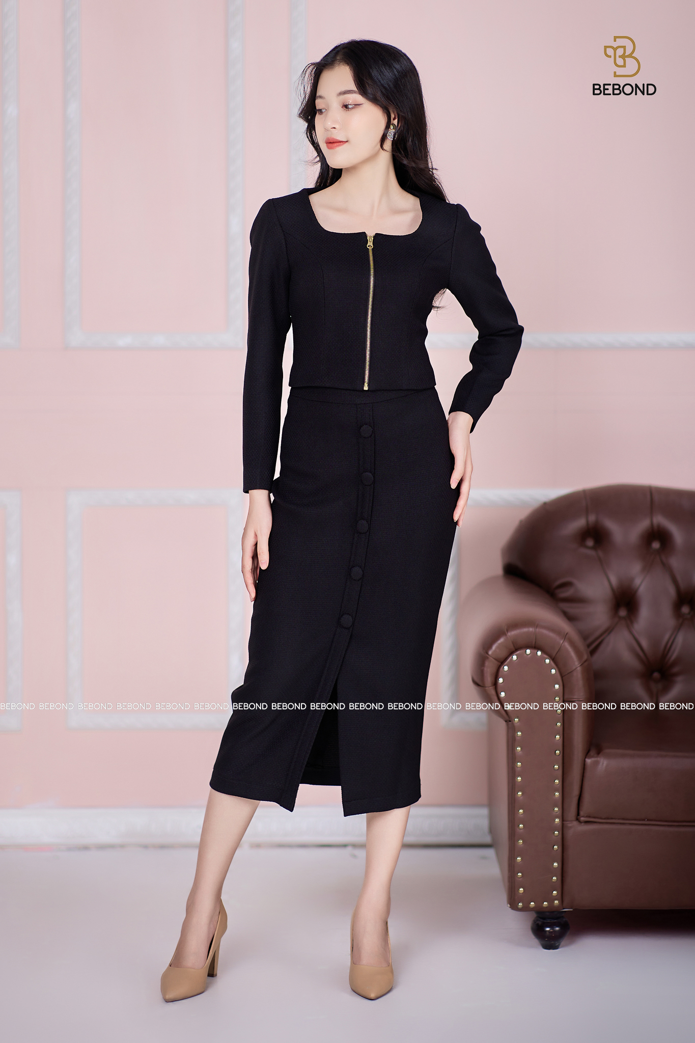 Set Áo Vest - Chân váy ôm Orla màu ĐEN_thumbnail_4