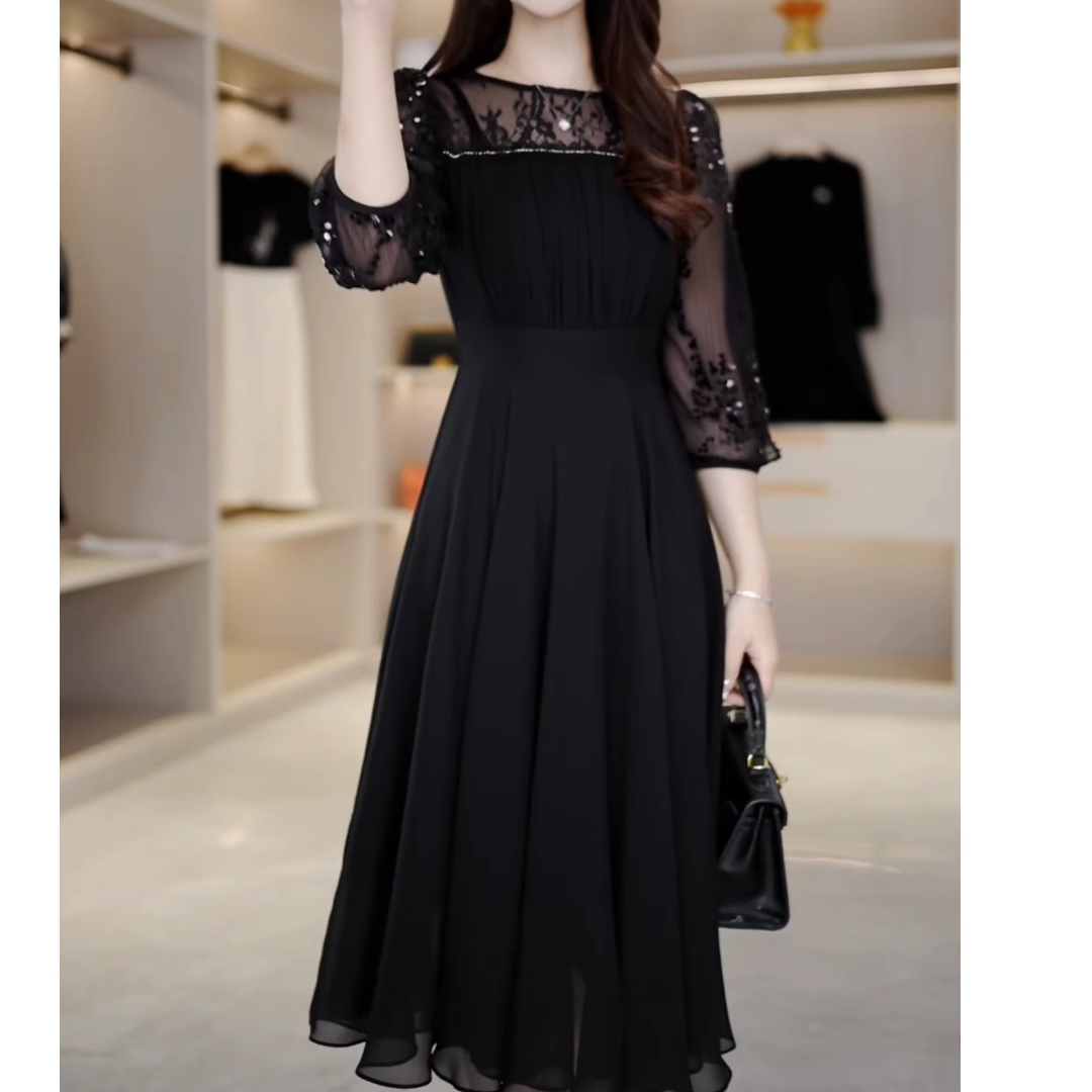 16468-Đầm  voan xòe đi  tiệc phối tay  ren lưới thêu (voan, lót)_thumbnail_1