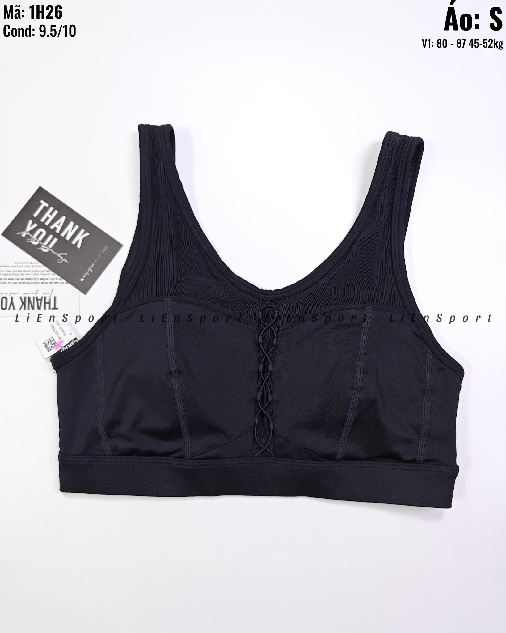 Fabletics Áo bra thể thao Nữ Size S Đen Hàng xuất Cổ V dây buộc chéo Lưng chữ X Vải co giãn thoáng khí Form ôm sát Phù hợp yoga gym chạy bộ Mã:1H26