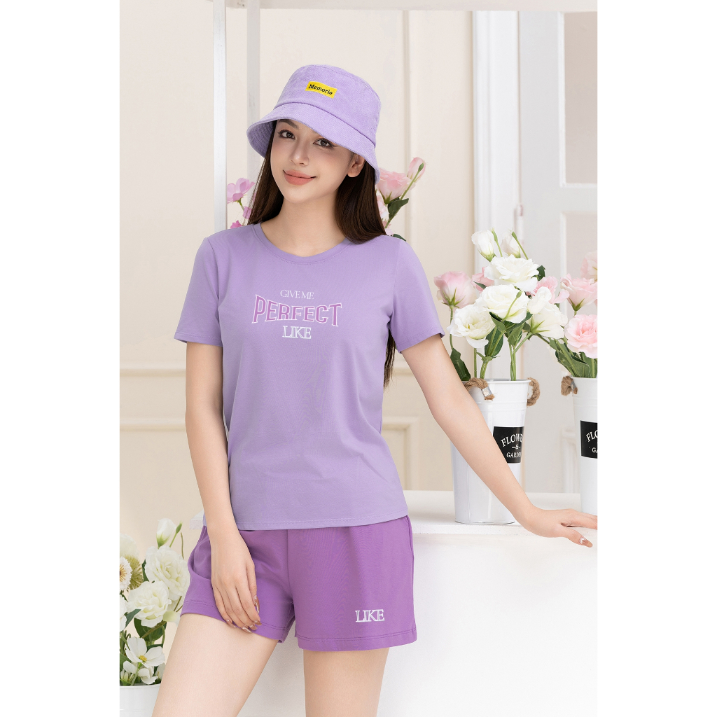 [Form Vừa] Bộ đồ nữ in chữ Perfect - Set cộc tay mặc nhà/ đi chơi LOZA VP336_thumbnail_9