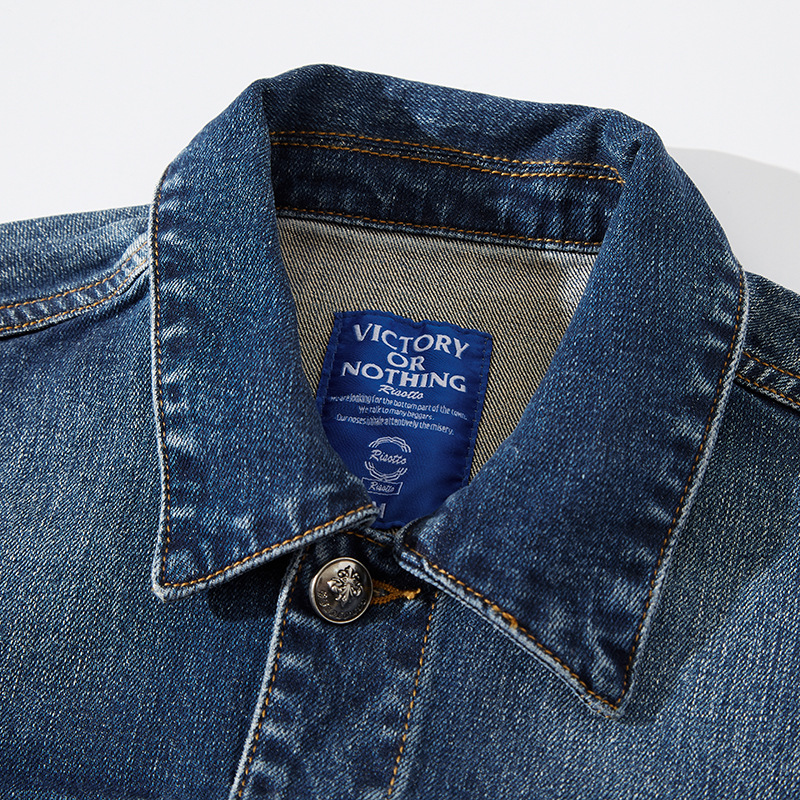 Phong cách Anh quý ông trưởng thành mặc đi làm ở thành thị trung niên co giãn nhẹ thoải mái phong cách retro Mỹ áo khoác denim nam_thumbnail_2