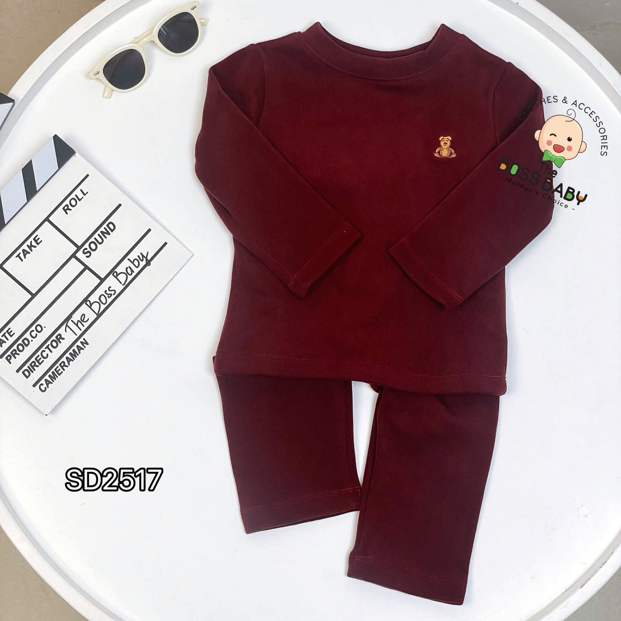 Set 2 bộ nỉ ép bông xám đỏ thêu gấu_thumbnail_1