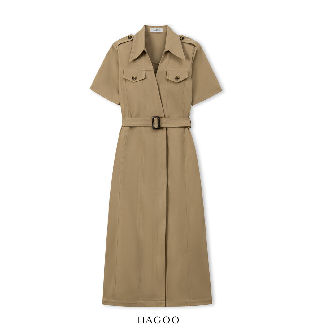 Váy sơ mi kaki thắt đai HAGOO_thumbnail_4