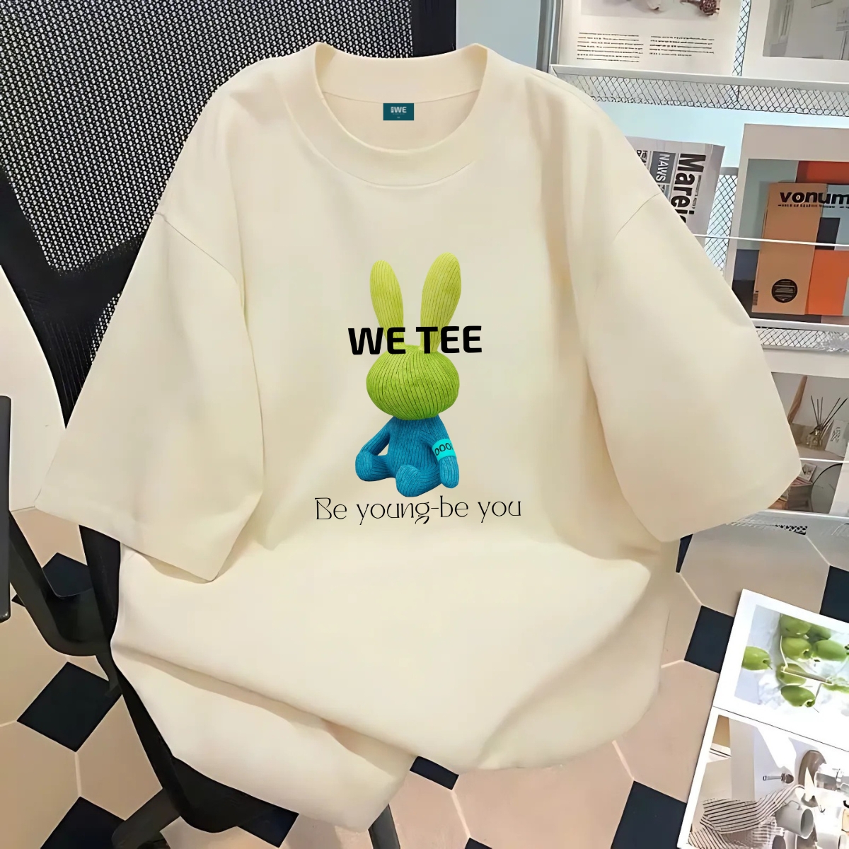 Áo thun oversize rộng hình Thỏ xanh We Tee local brand 𝐖𝐞 𝐓𝐞𝐞 - WU0848