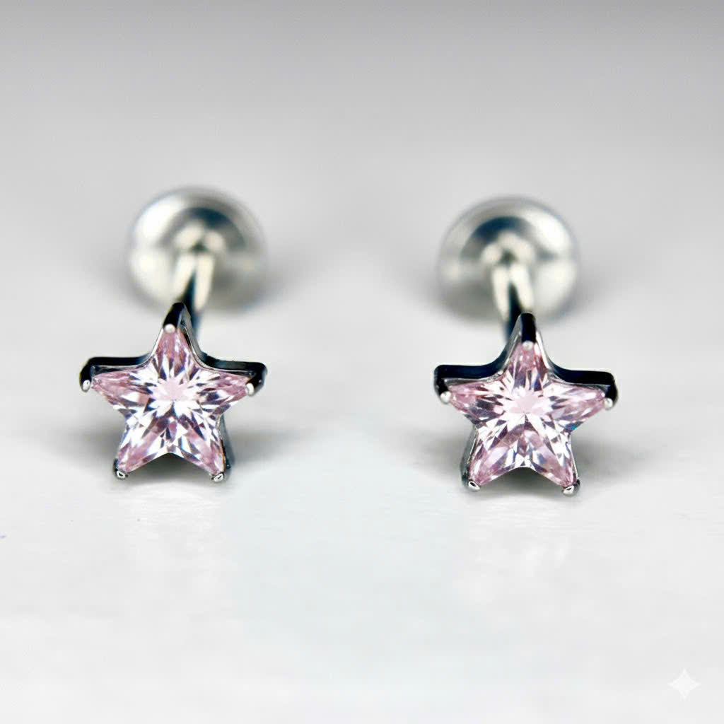 Khuyên kiểu titan sao hồng 4mm