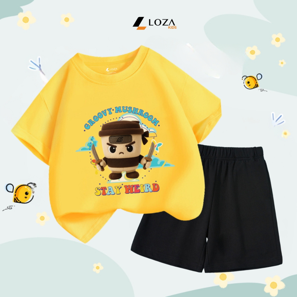 Bộ đồ bé trai in hình 'Cappuccino Stay Heird' - Loza SB404_thumbnail_4