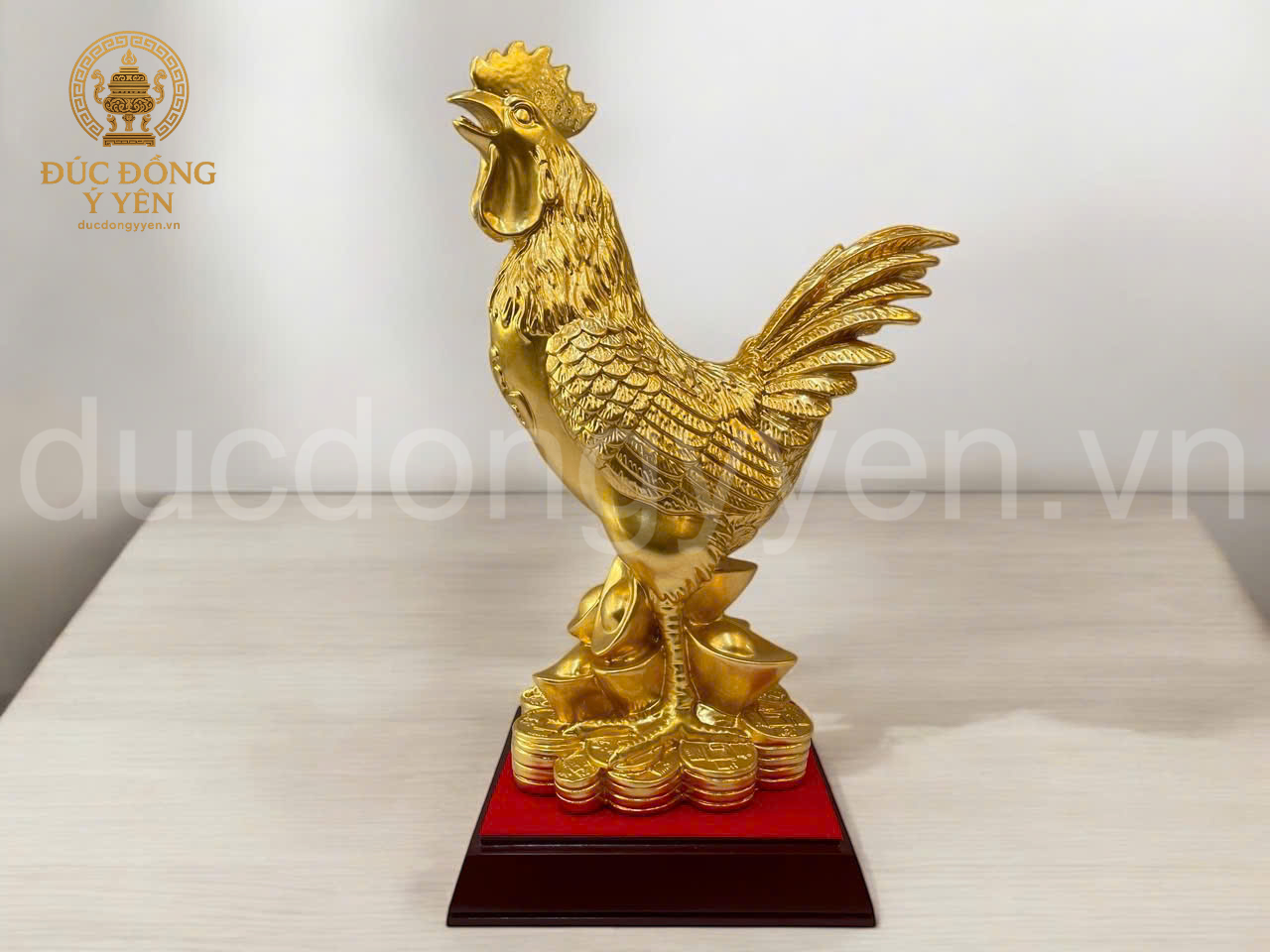 Tượng phong thủy gà dát vàng 9999