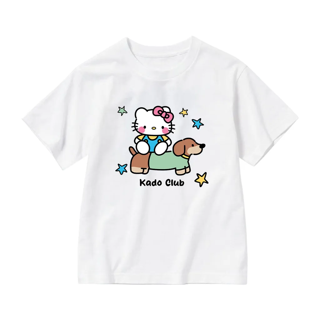 Áo thun kid Kado vải cotton cao cấp thoáng mát tay ngắn cổ tròn Kitty và cún in artwork 2882_thumbnail_0