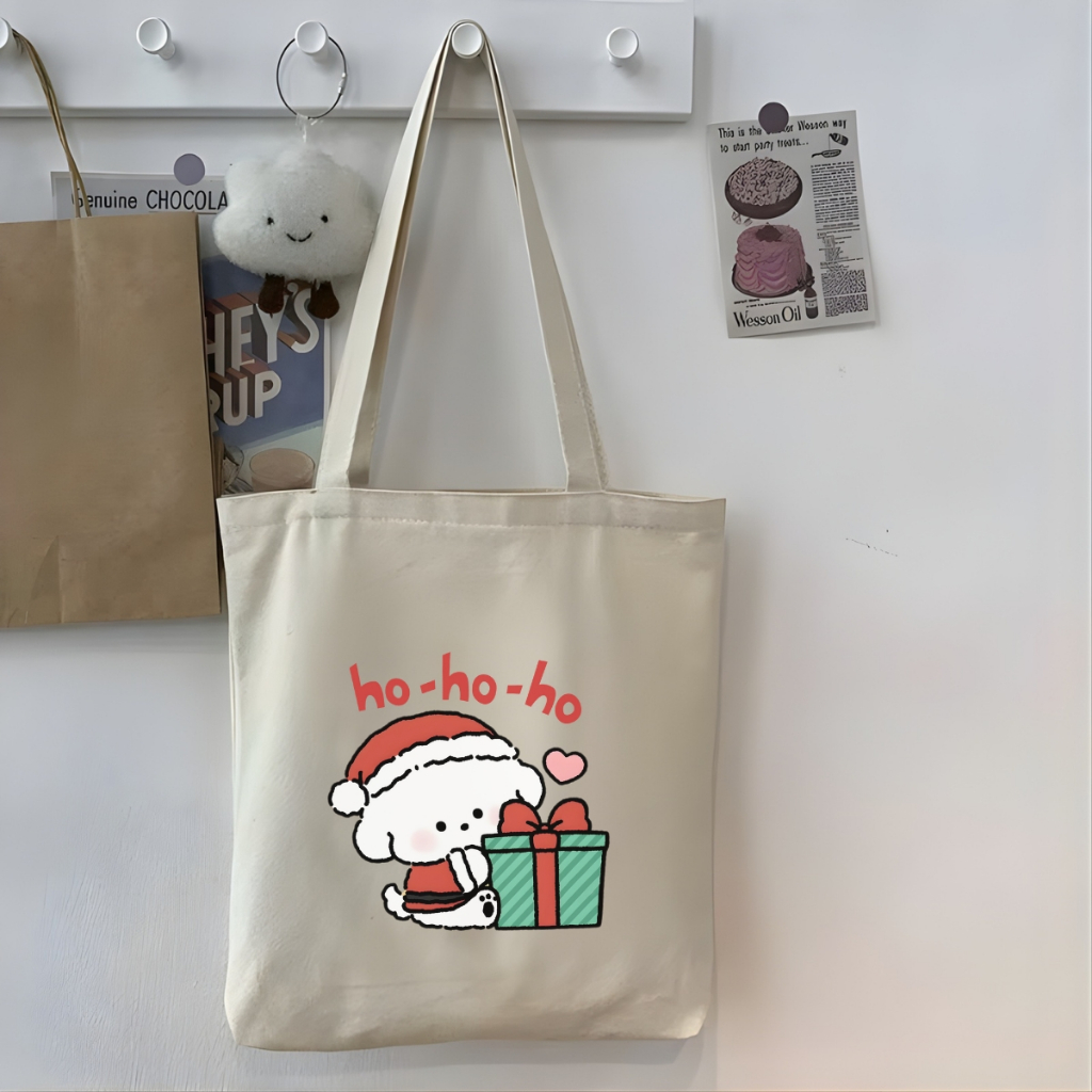 Túi tote vải canvas hình NOEL, Merry Christmas, đeo vai, có khóa kéo và ngăn phụ - WE TEE WTU08_thumbnail_9