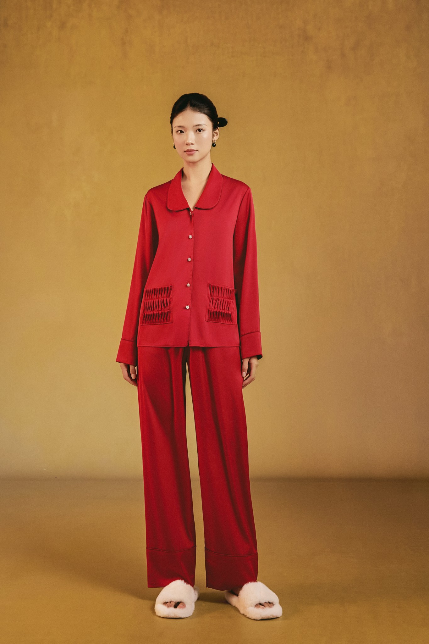 Bộ Lụa Áo Dài Tay, Quần Dài BN672