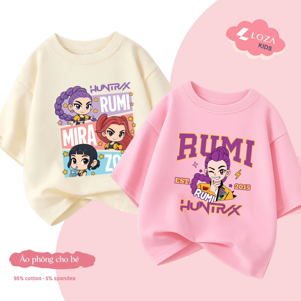 Áo phông bé gái hình nhóm nhạc Huntrix Rumi, Zoe, Mira - Loza Kids AT019_thumbnail_2