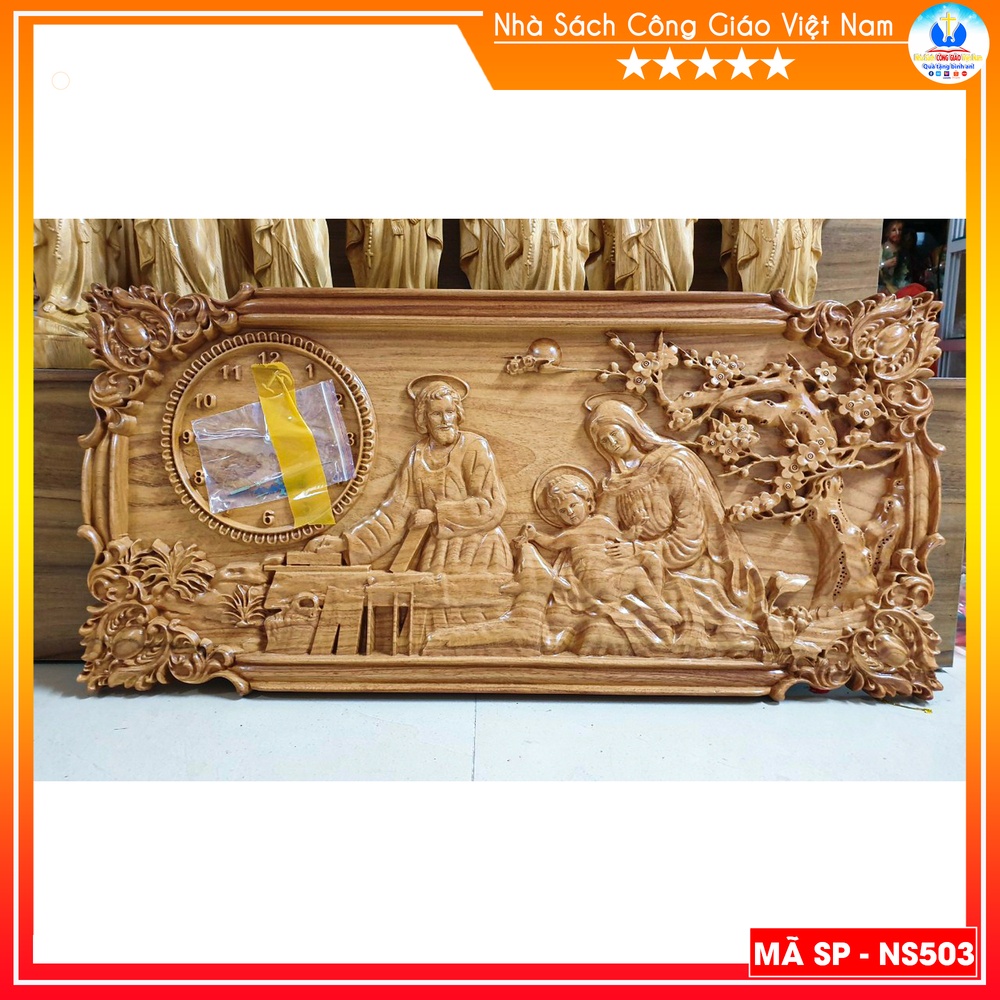 Tranh Đồng hồ gỗ Gõ Gia Đình Thánh Gia treo tường NS503 - Quà tặng Công Giáo, Giáng Sinh, Tân Gia, Lễ Quan Thầy, Lễ Cưới_thumbnail_0