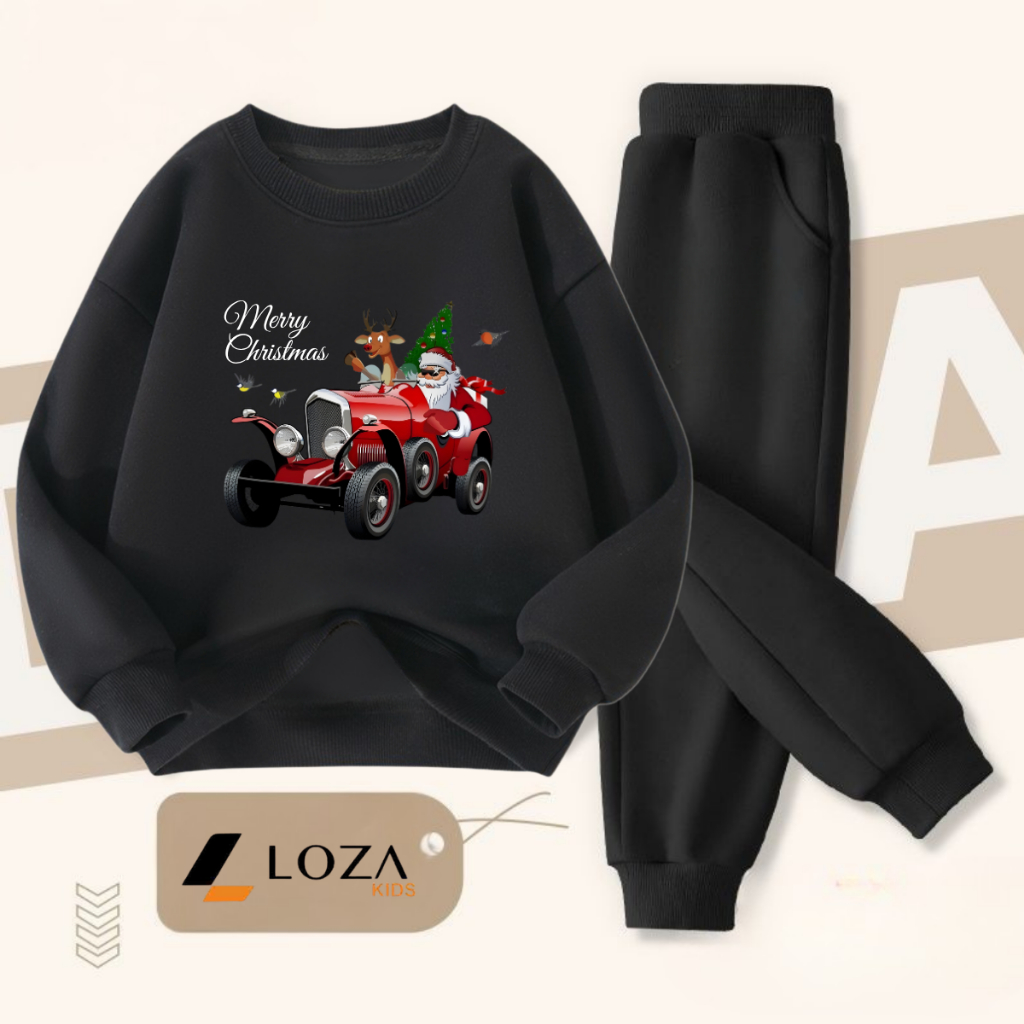 Set bộ nỉ bé gái, bé trai in hình Ông già Noel - Loza Kids BI489_thumbnail_4