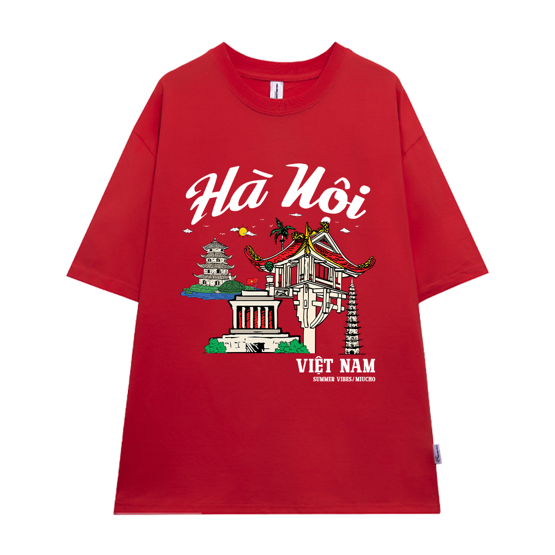 Áo thun du lịch Hà Nội ATD1264 Miucho vải cotton thoáng mát in mix_thumbnail_14