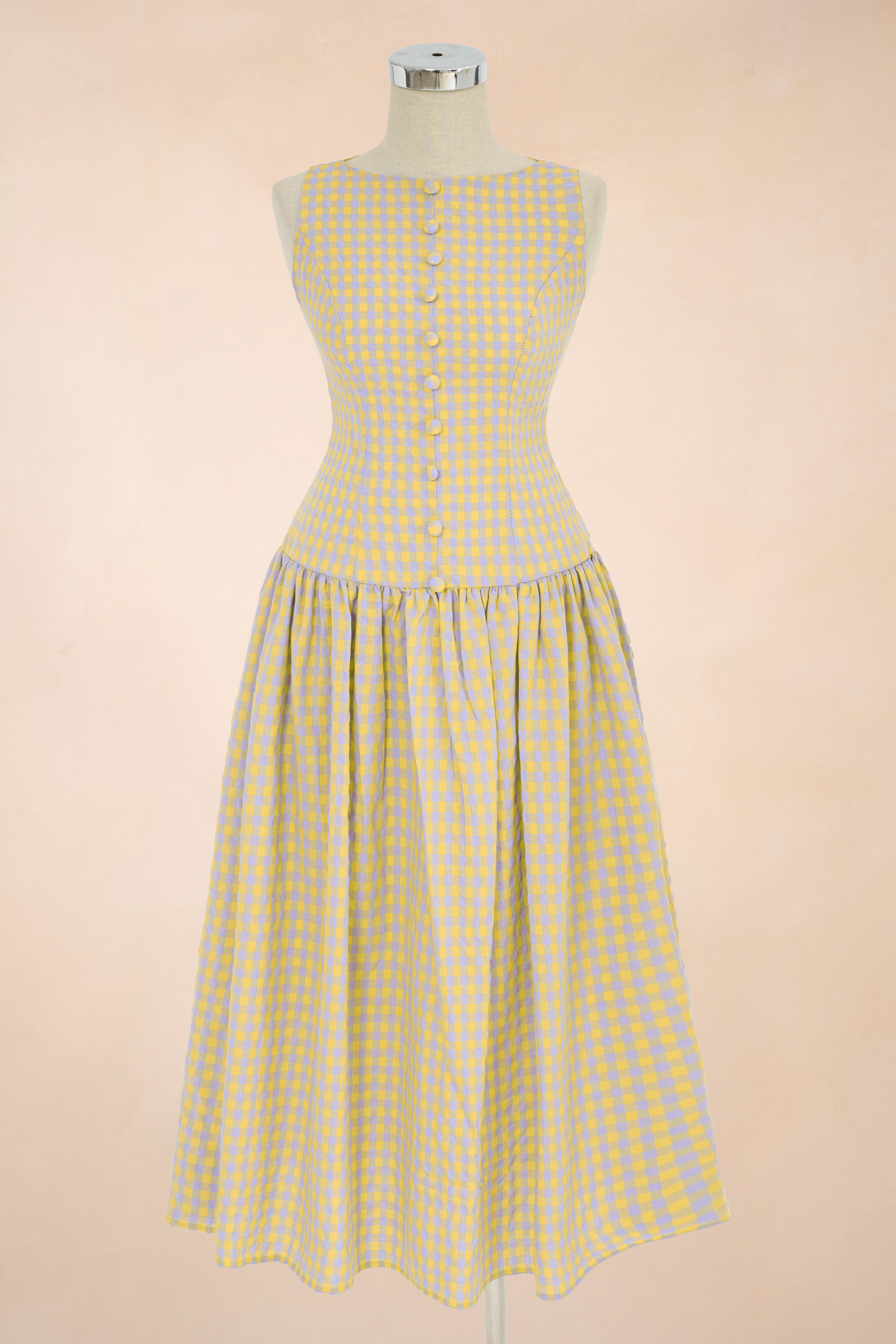 Đầm Xoè Caro Cúc Dọc_thumbnail_3