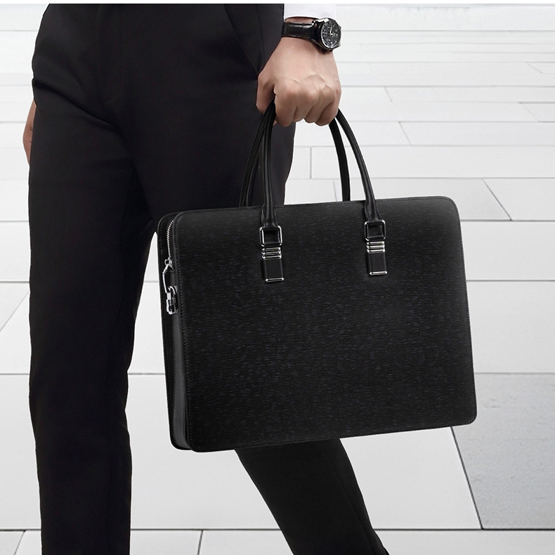 Cặp da nam công sở khóa số bảo mật chất liệu da bò  ép vân 