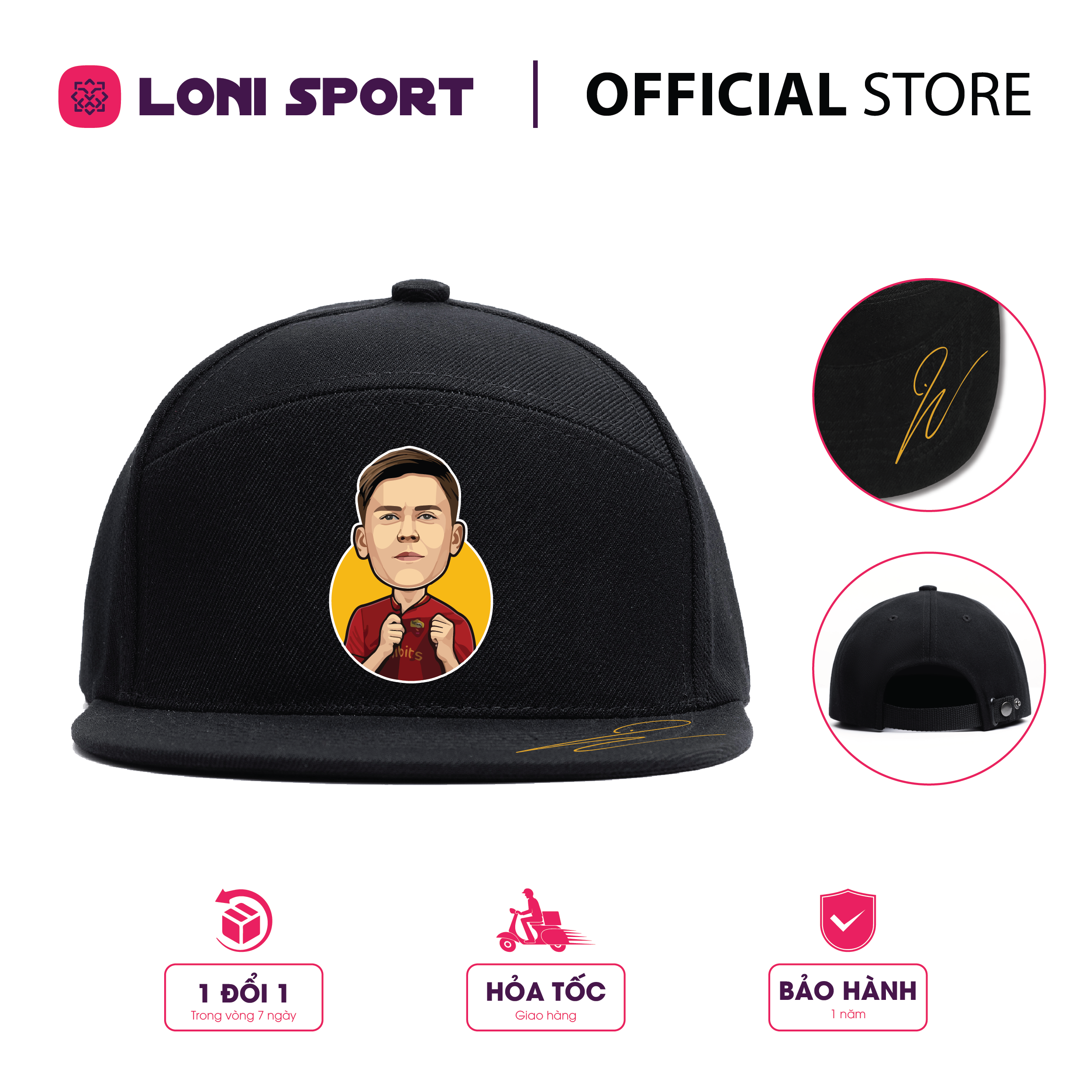 Nón Snapback khóa bấm kim loại - đen_thumbnail_3
