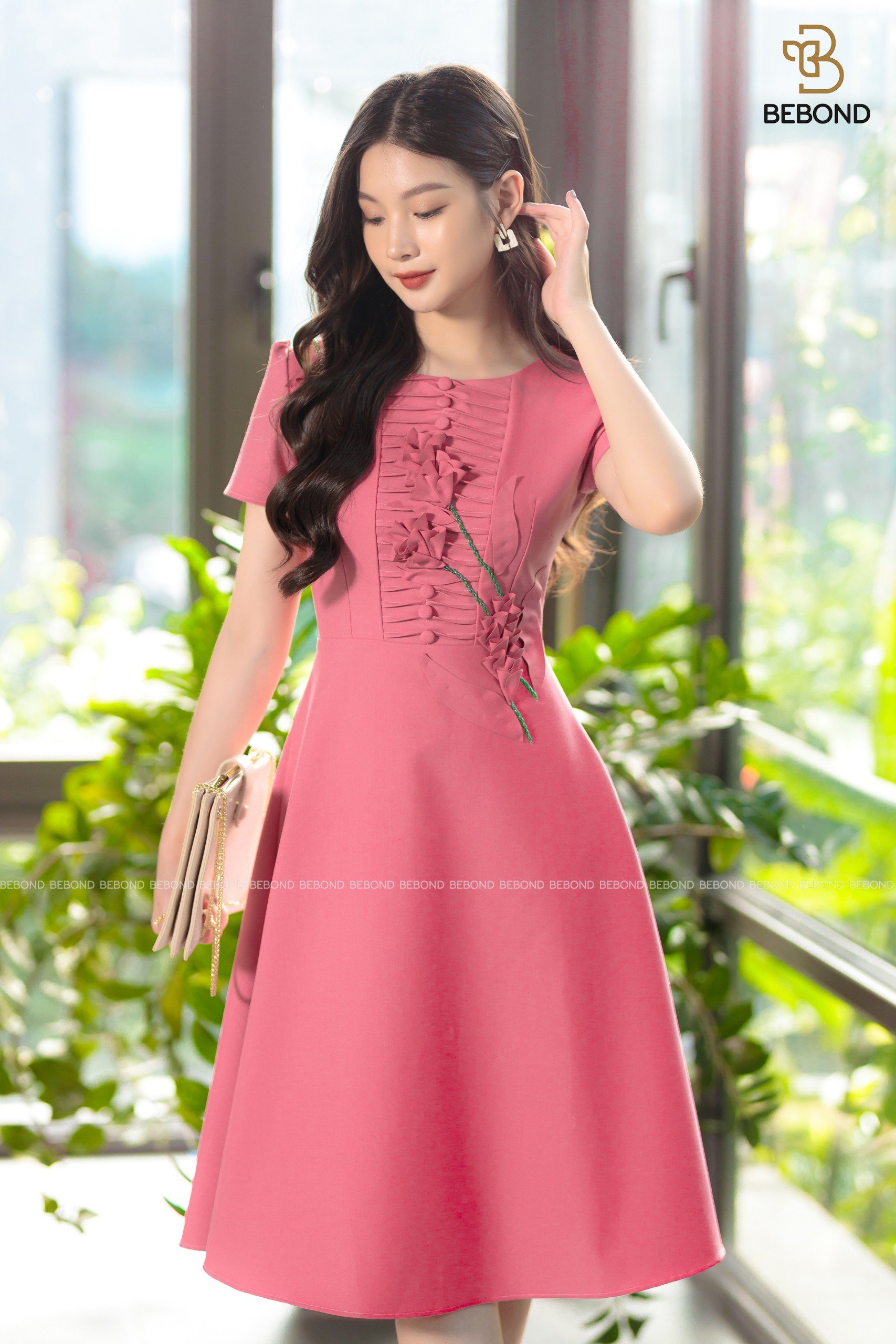 Đầm xòe đính hoa nấm màu hồng- JESSI_thumbnail_1